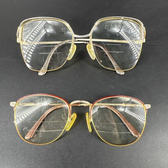 BG Brilliant Other - Vintage Half Rim Oversized Gold Tone Metal Frames Glasses Frames Only